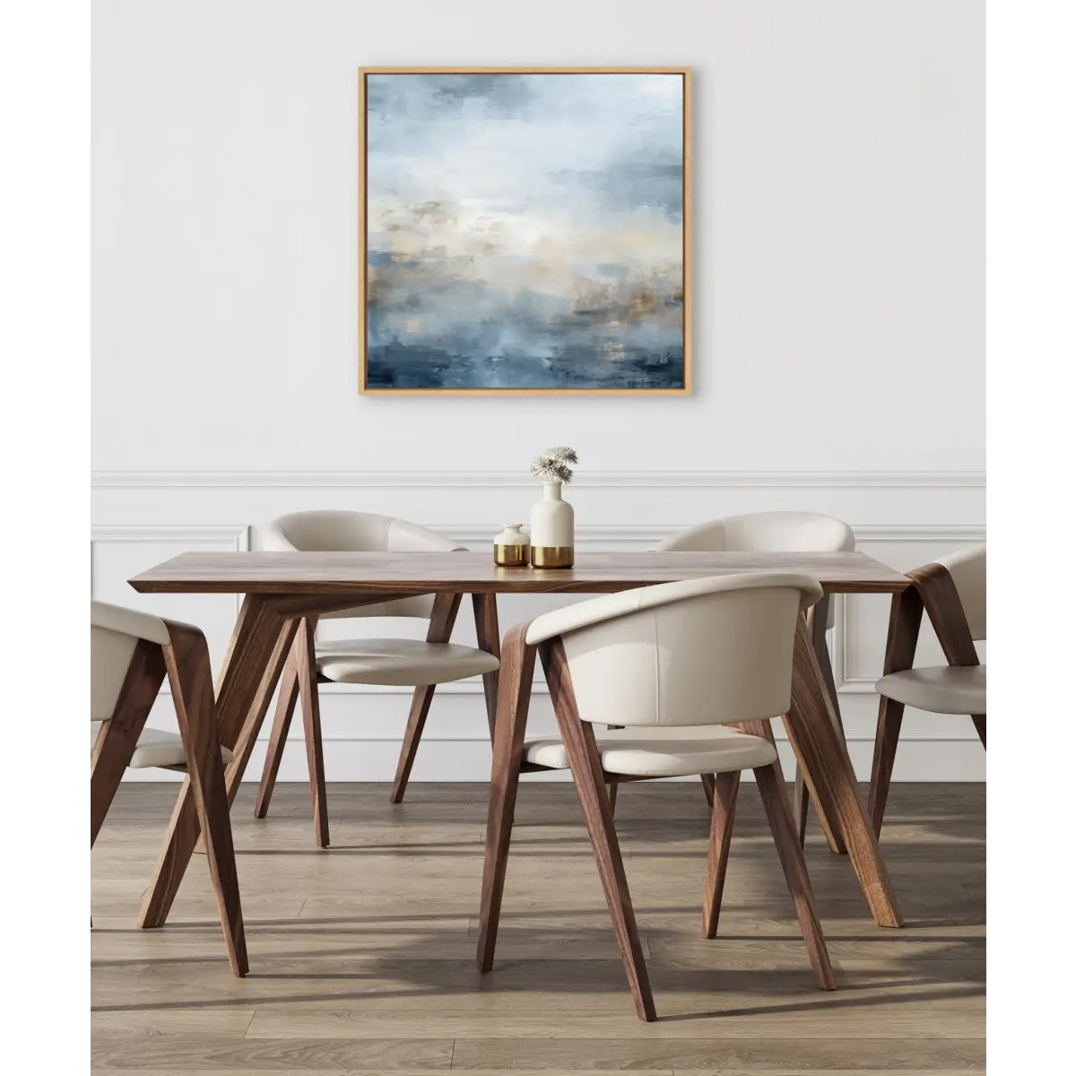 Tonal Abstract Green Framed Canvas - Natural / 30x30 - kateandlaurel