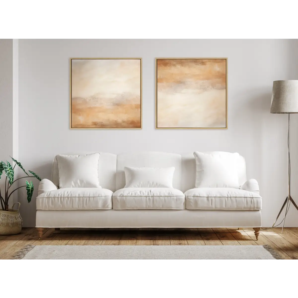 Tonal Abstract Earthy Warm Framed Canvas - Natural / 30x30 - kateandlaurel