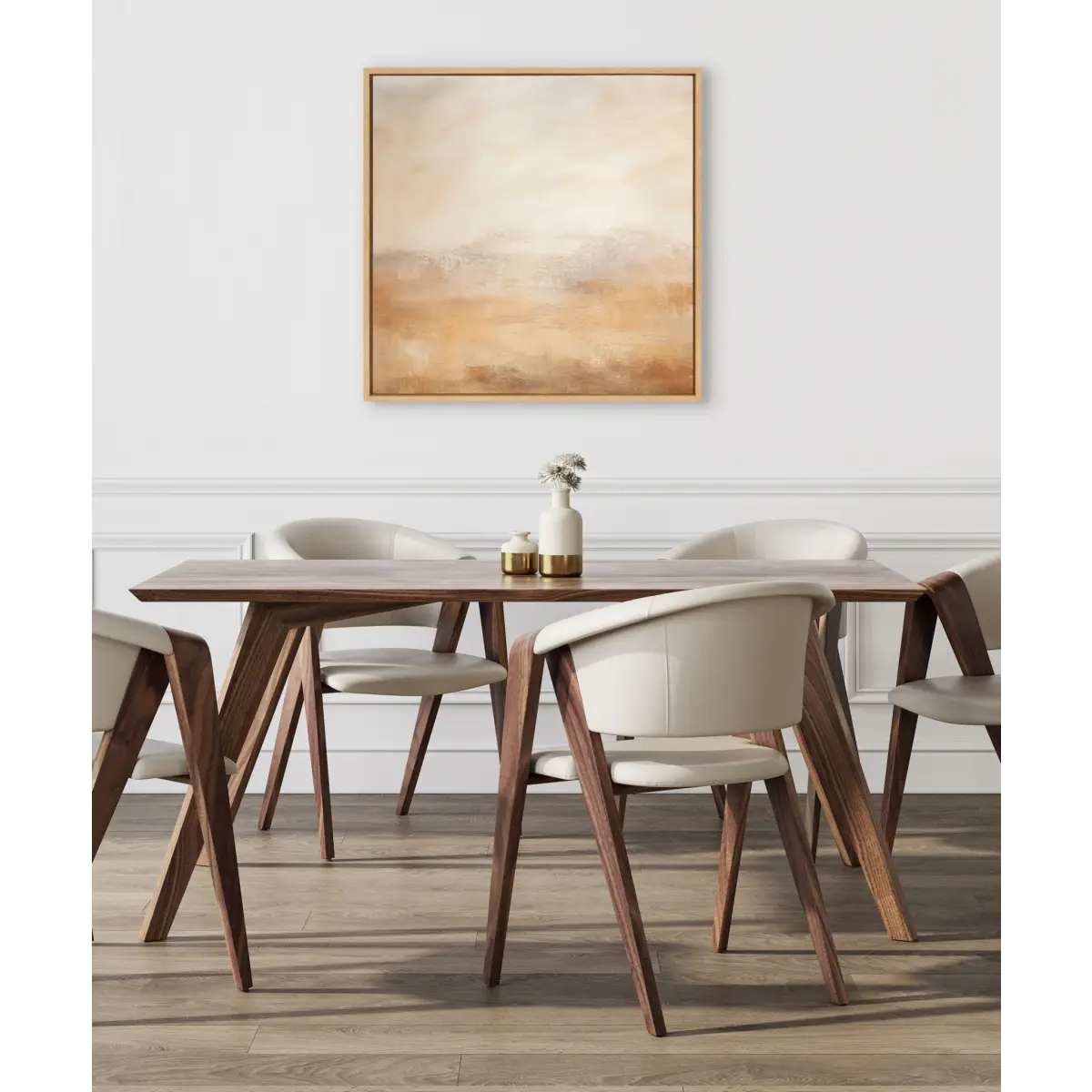 Tonal Abstract Earthy Warm Framed Canvas - Natural / 30x30 - kateandlaurel