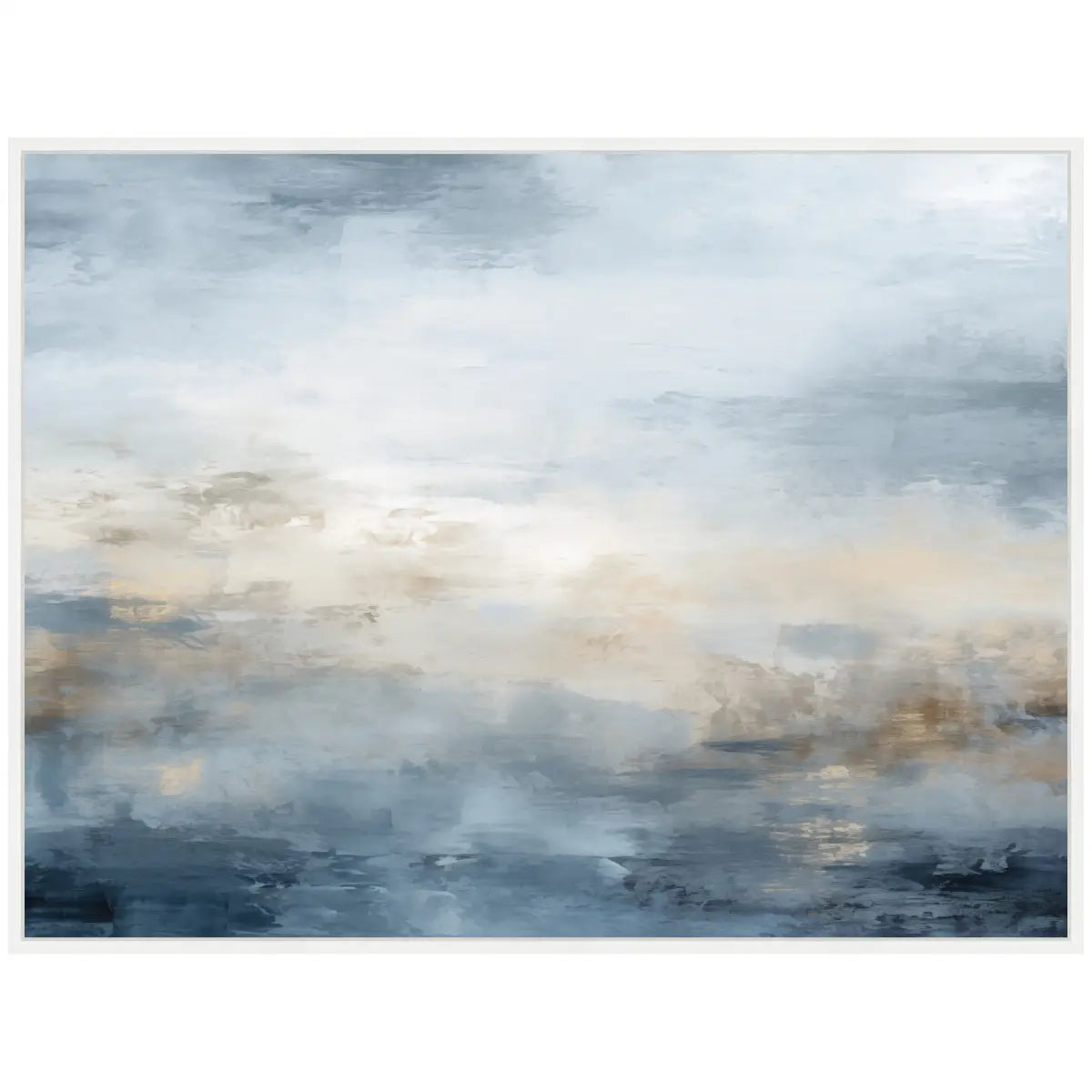 Framed Canvas - Tonal Abstract Ocean Nautical Serenity Blue Horizontal - kateandlaurel