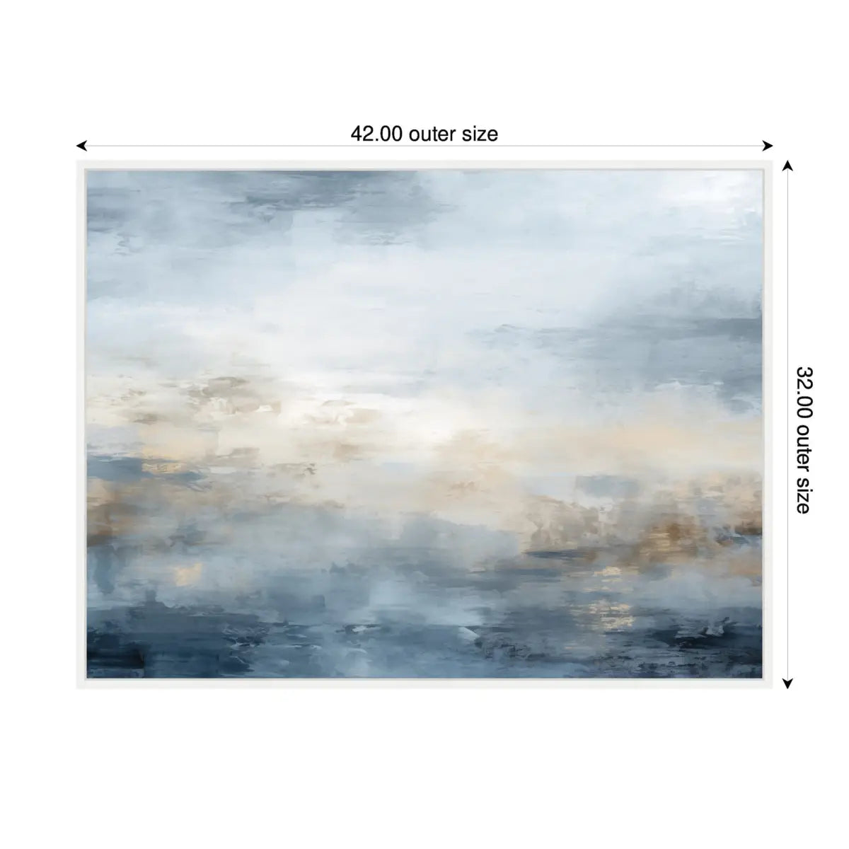Framed Canvas - Tonal Abstract Ocean Nautical Serenity Blue Horizontal - kateandlaurel