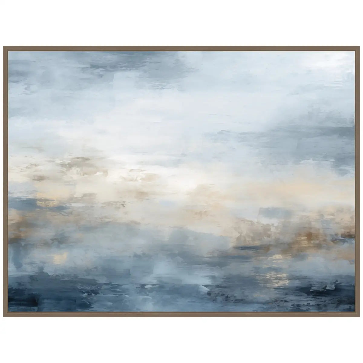 Framed Canvas - Tonal Abstract Ocean Nautical Serenity Blue Horizontal - kateandlaurel