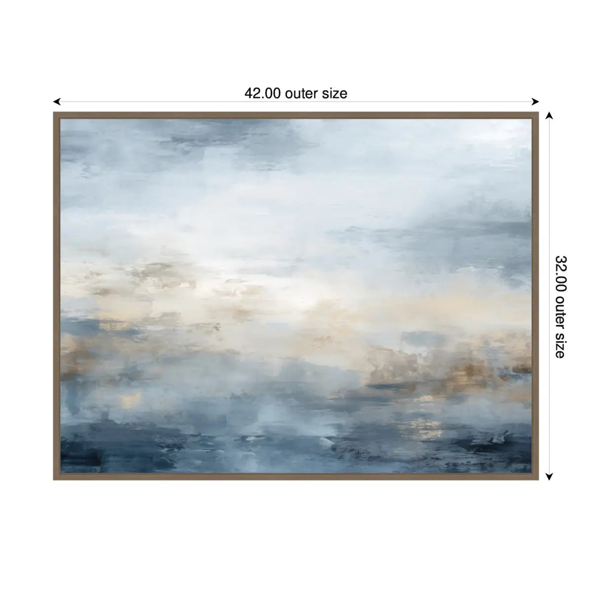 Framed Canvas - Tonal Abstract Ocean Nautical Serenity Blue Horizontal - kateandlaurel
