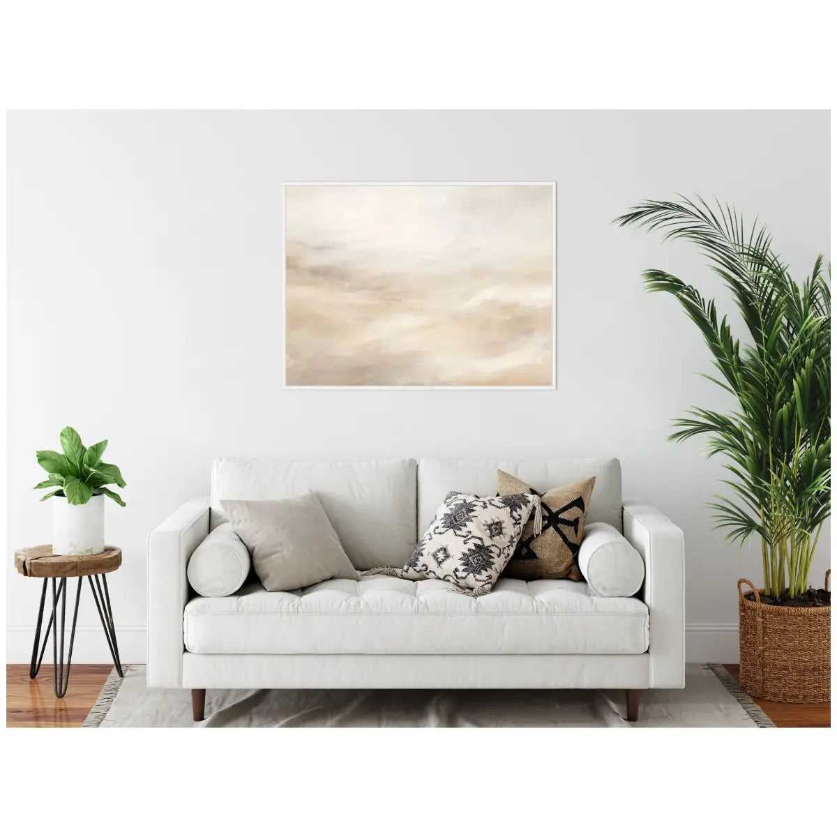 Tonal Abstract Beige Neutral Horizontal Framed Canvas - kateandlaurel