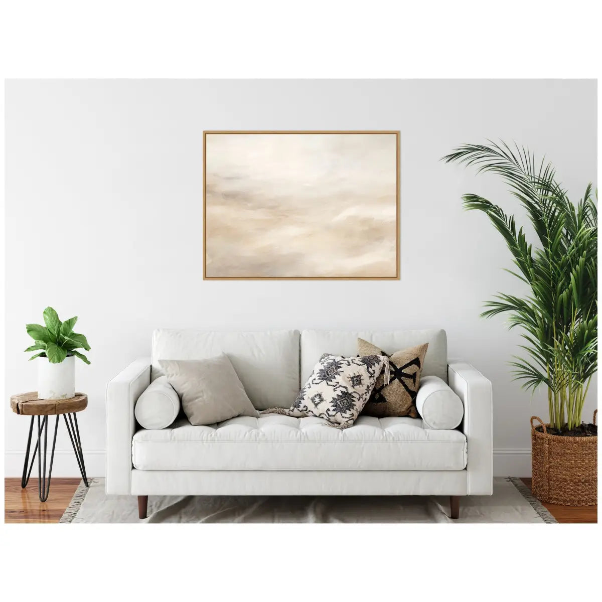 Tonal Abstract Beige Neutral Horizontal Framed Canvas - kateandlaurel