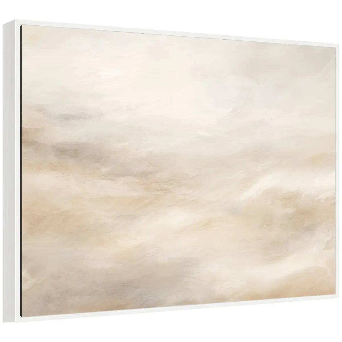 Tonal Abstract Beige Neutral Horizontal Framed Canvas - White - kateandlaurel