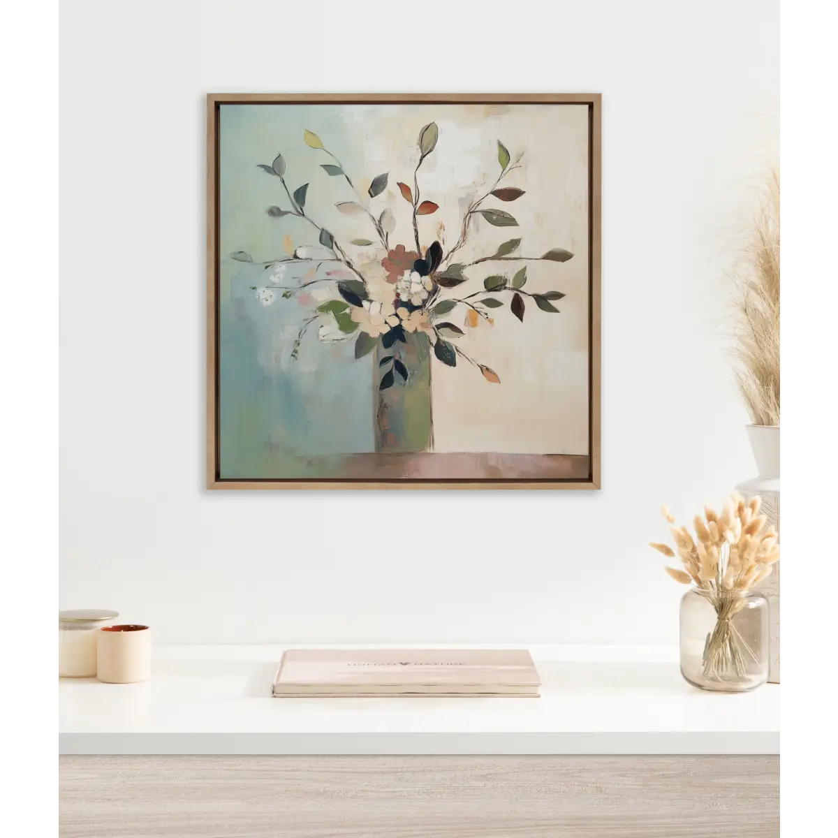 Framed Canvas Art - Traditional Boho Floral Botanical - kateandlaurel
