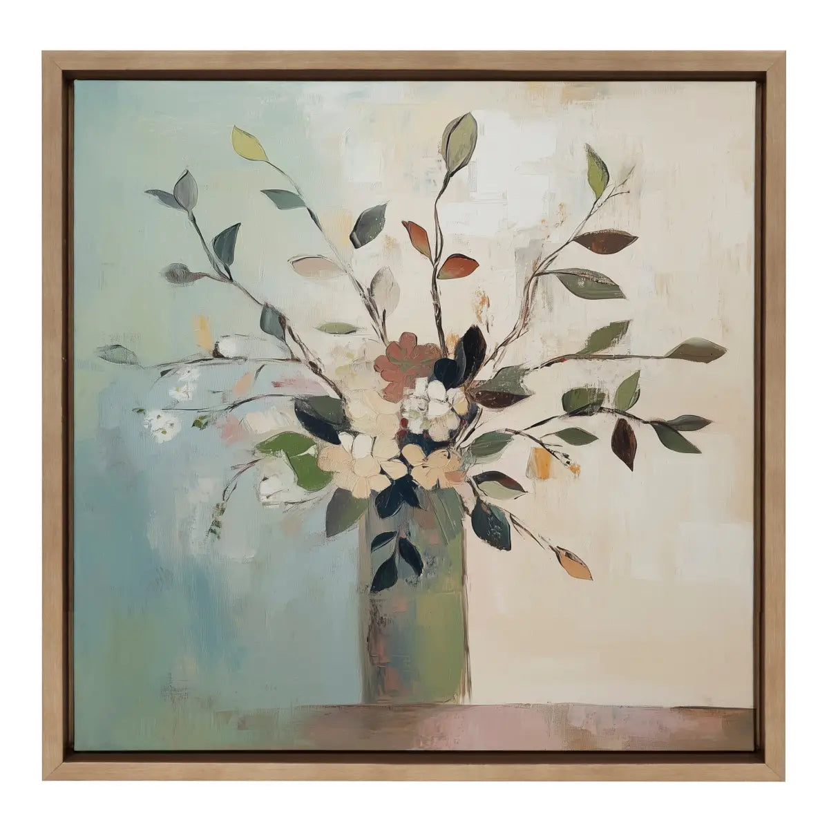 Framed Canvas Art - Traditional Boho Floral Botanical - kateandlaurel