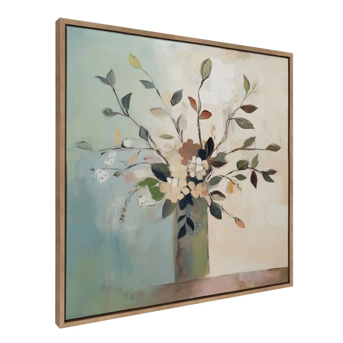 Framed Canvas Art - Traditional Boho Floral Botanical - 30x30 - kateandlaurel