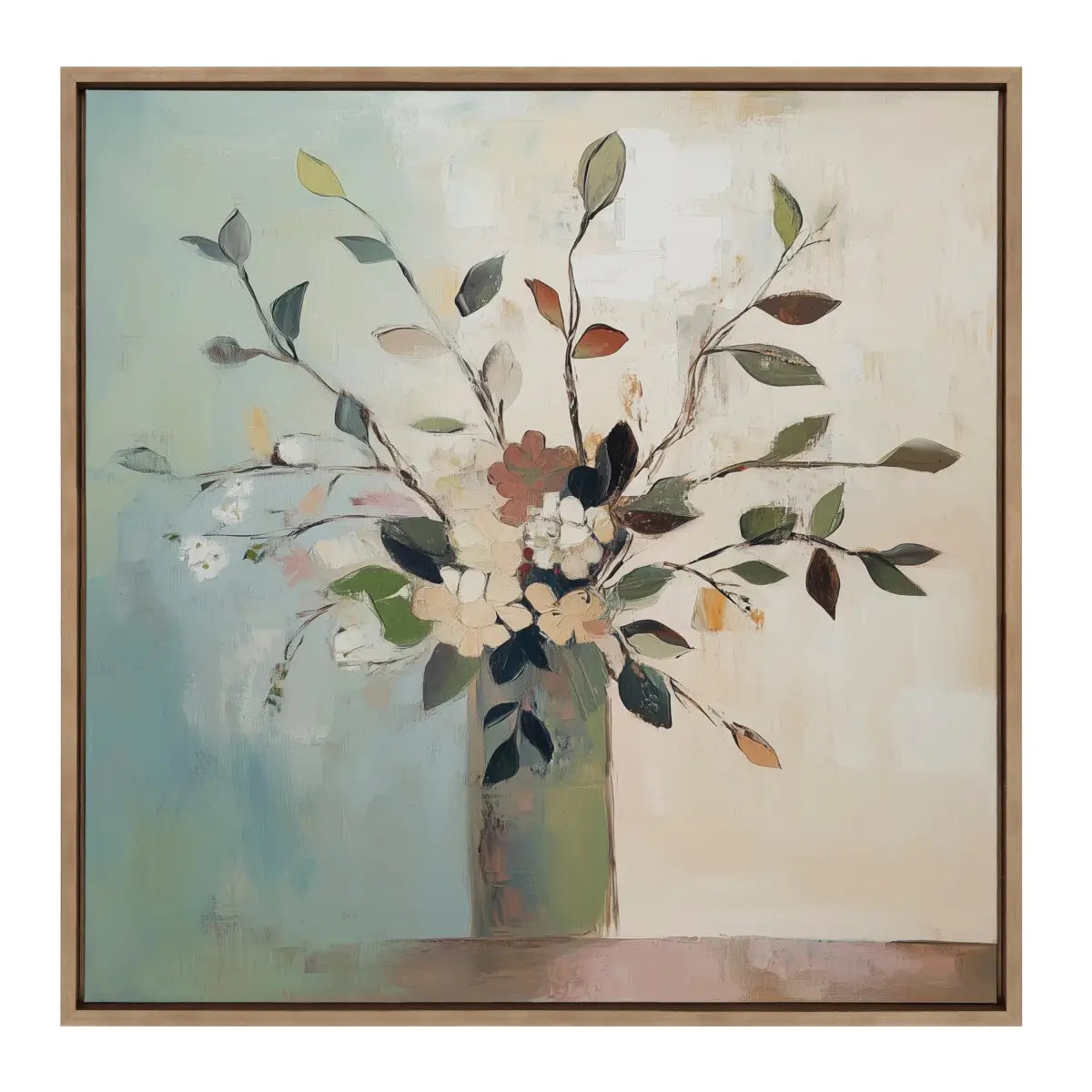 Framed Canvas Art - Traditional Boho Floral Botanical - kateandlaurel