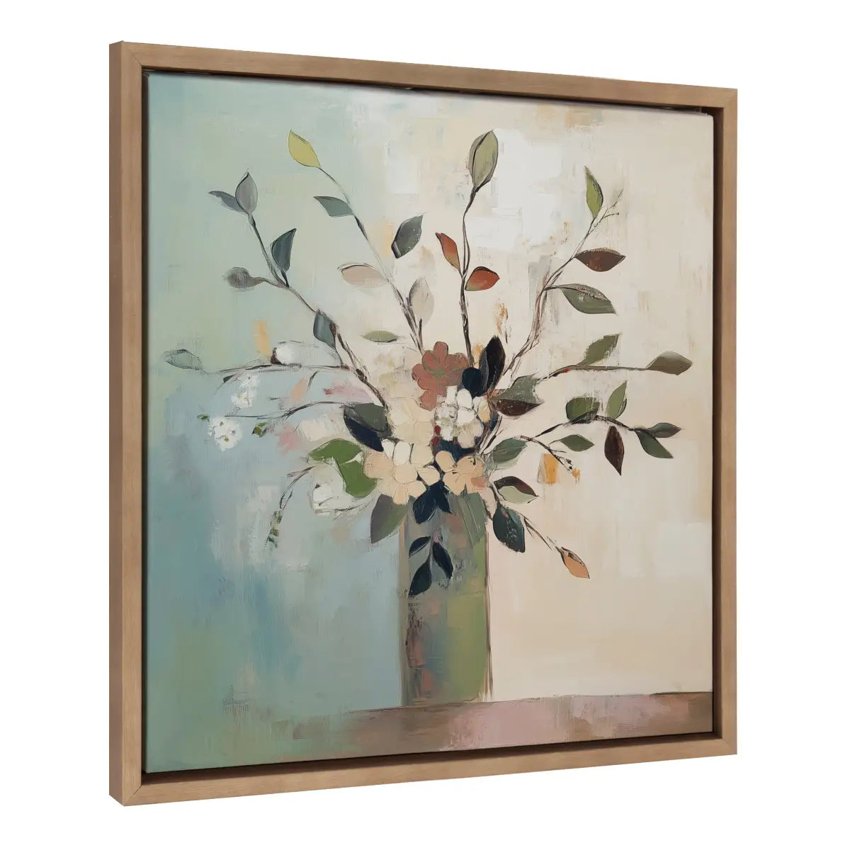 Framed Canvas Art - Traditional Boho Floral Botanical - 22x22 - kateandlaurel