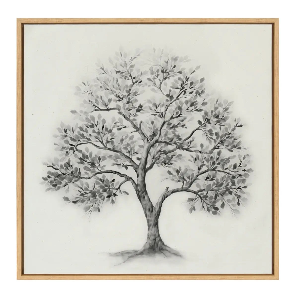 Framed Canvas Art - Traditional Tree Linen Textured - kateandlaurel