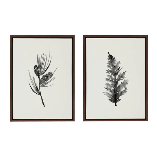 Canvas Art Print Set of 2 - Vintage Botanical 3 and 4 - Gray / 2 Piece 18x24 - kateandlaurel