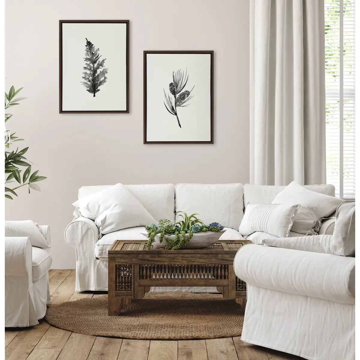 Canvas Art Print Set of 2 - Vintage Botanical 3 and 4 - Gray / 2 Piece 18x24 - kateandlaurel