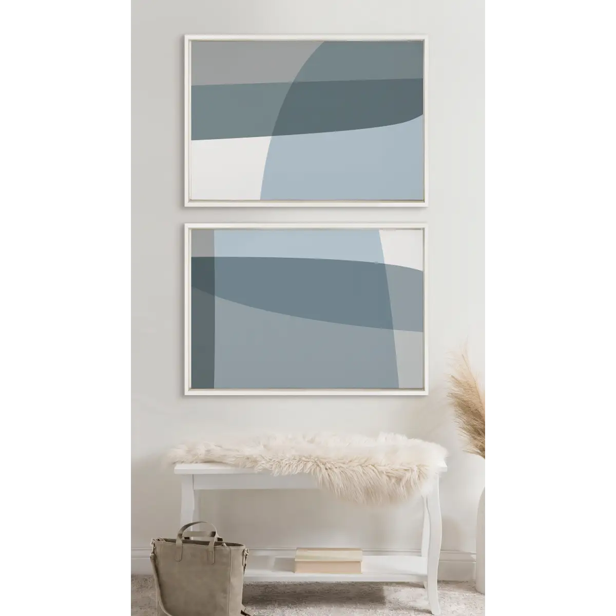 Framed Canvas - Zen Abstract Blue and Gray Stones No 1 and No 2 - kateandlaurel