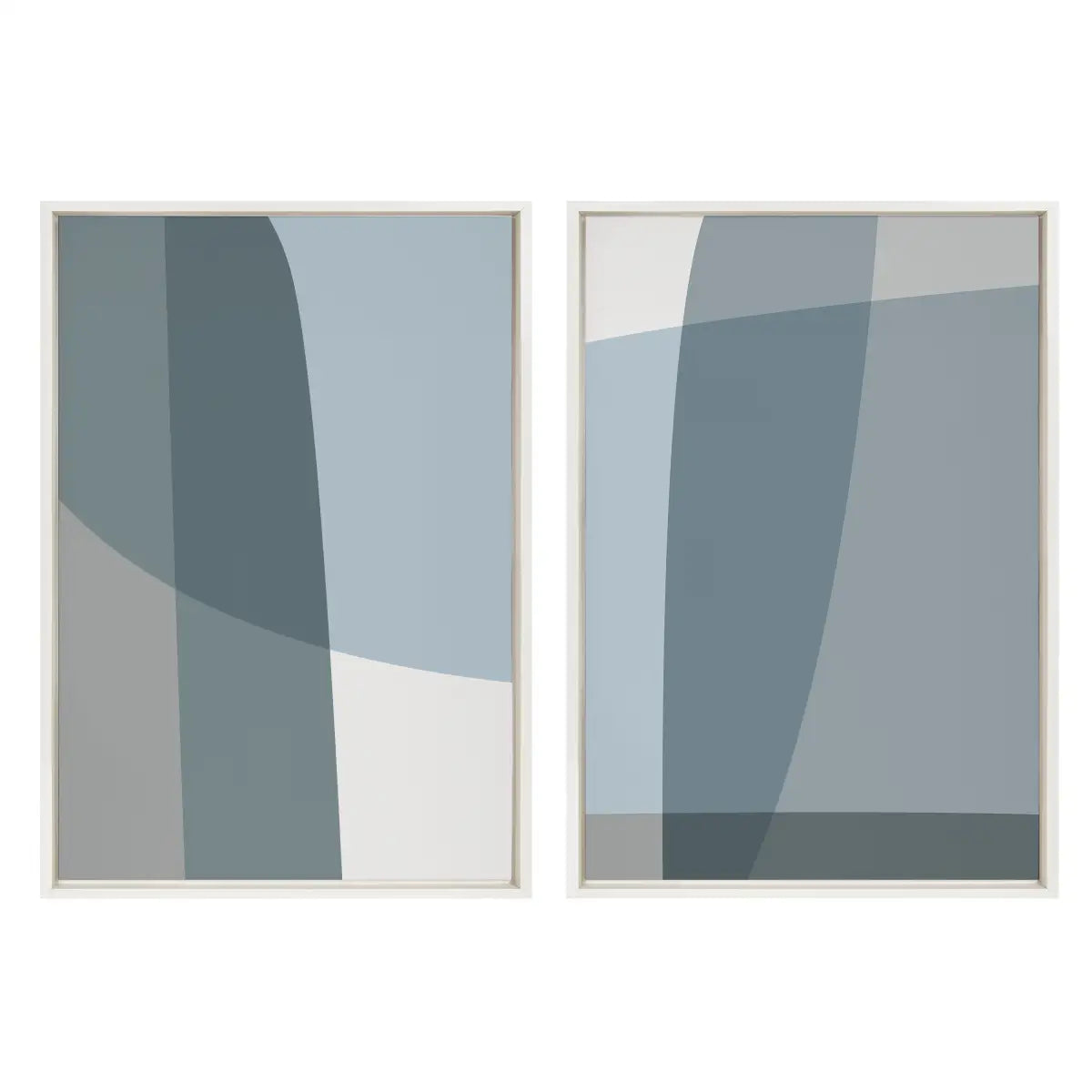 Framed Canvas - Zen Abstract Blue and Gray Stones No 1 and No 2 - White / 2 Piece 23x33 - kateandlaurel