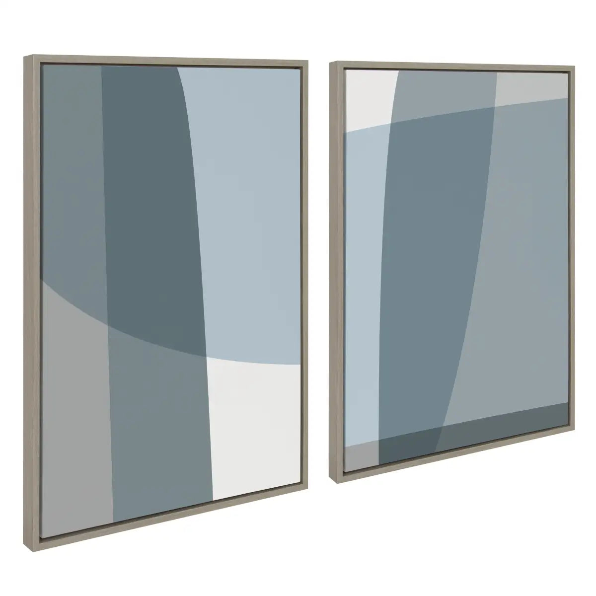 Framed Canvas - Zen Abstract Blue and Gray Stones No 1 and No 2 - kateandlaurel