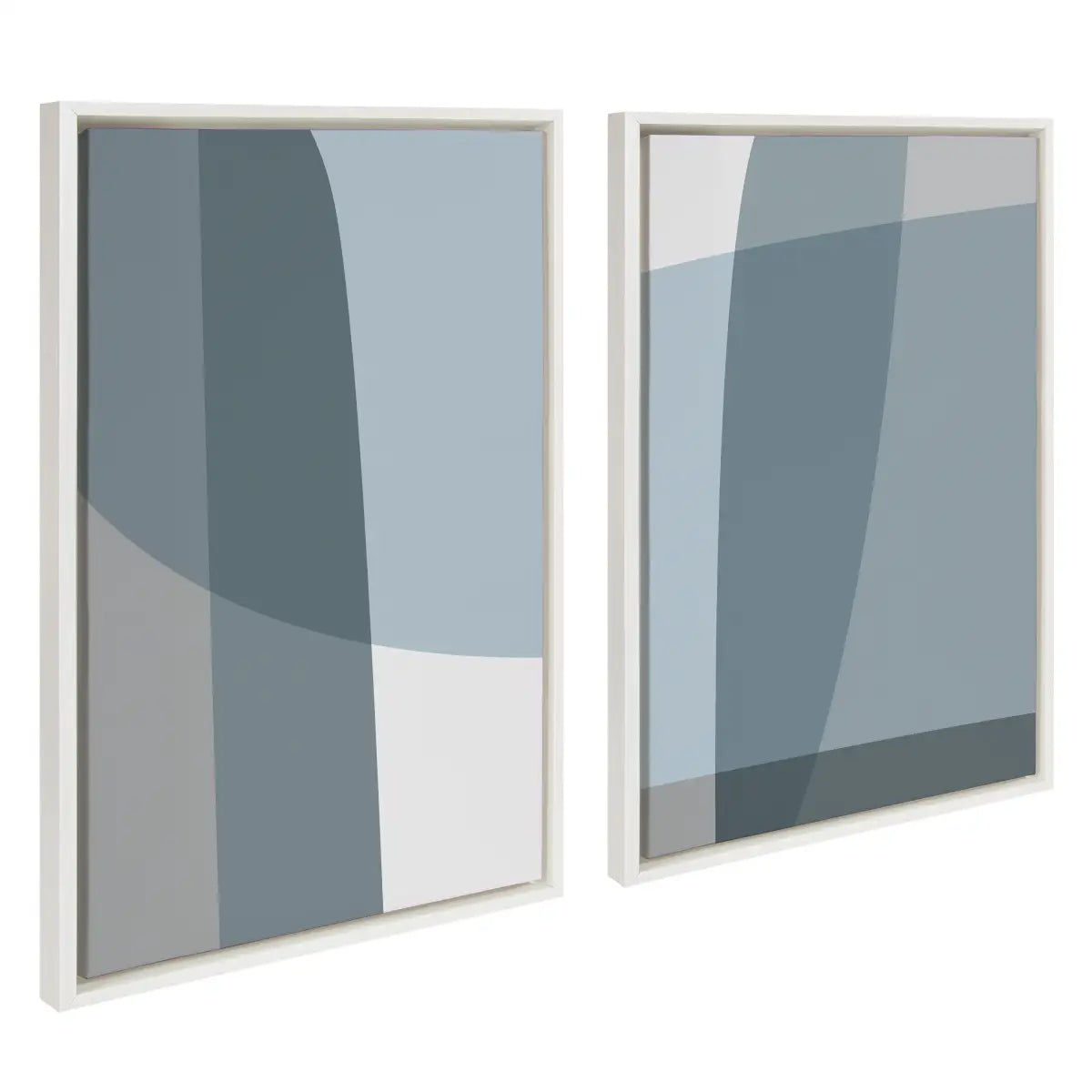 Framed Canvas - Zen Abstract Blue and Gray Stones No 1 and No 2 - kateandlaurel