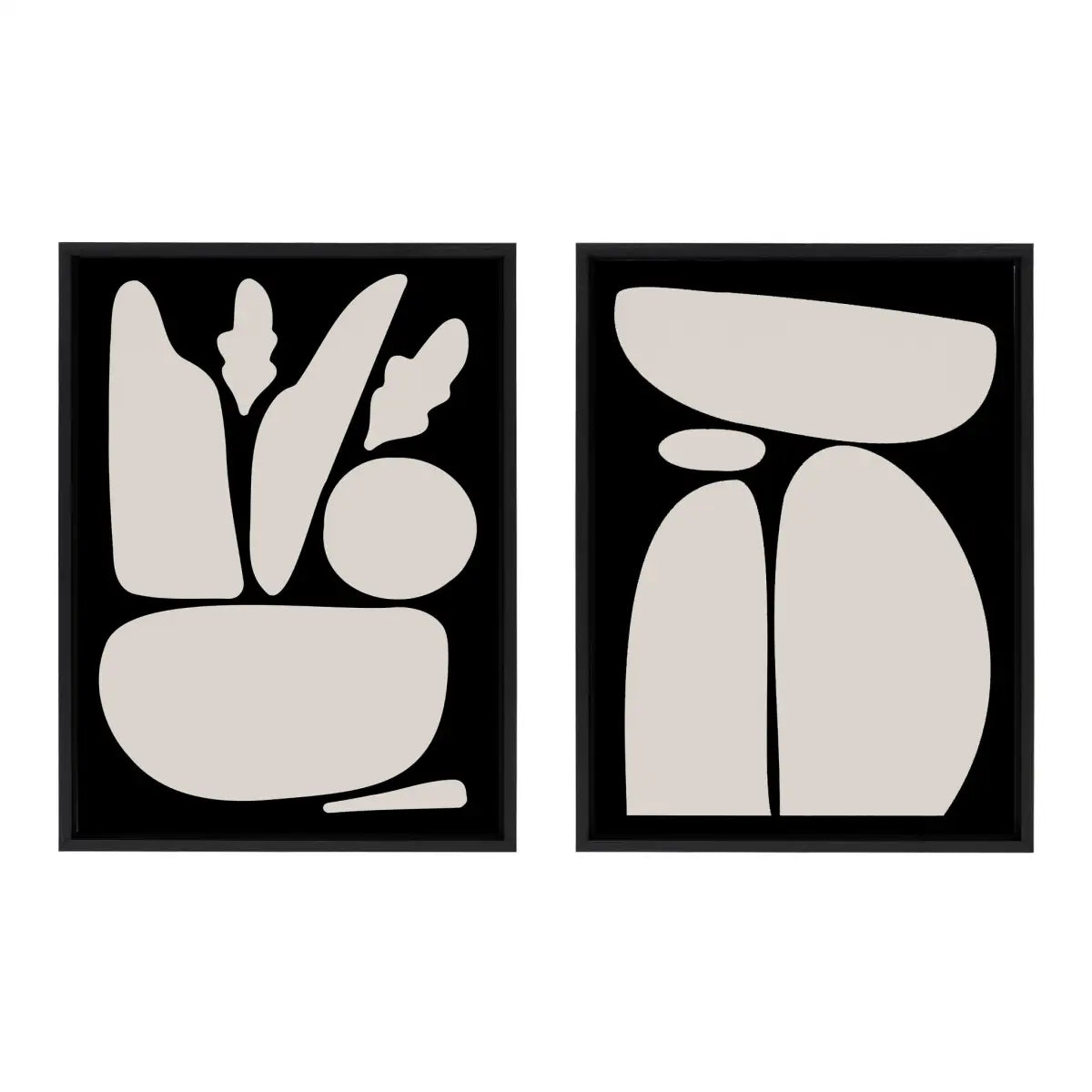 Framed Canvas Set - Zen Botanical Rock - Black / 2 Piece 18x24 - kateandlaurel
