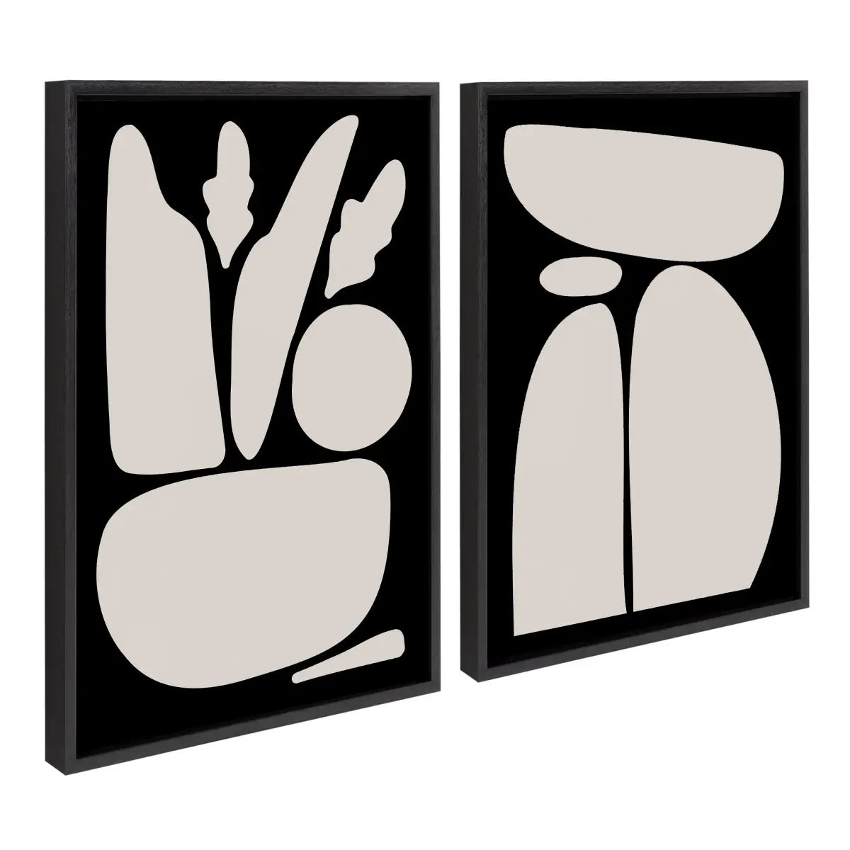 Framed Canvas Set - Zen Botanical Rock - Black / 2 Piece 18x24 - kateandlaurel