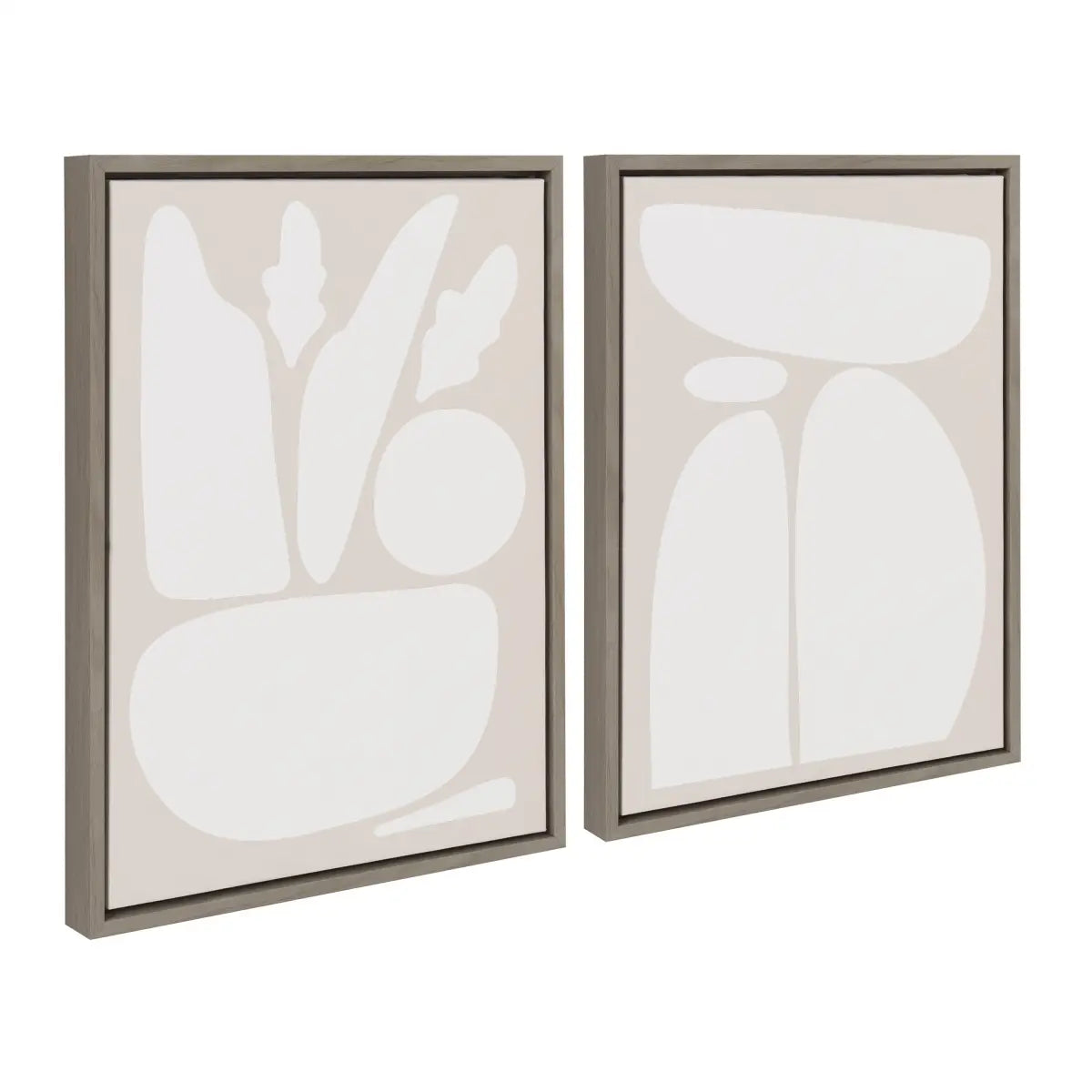 Framed Canvas Set of 2 - Zen Botanical Rock Neutral - kateandlaurel