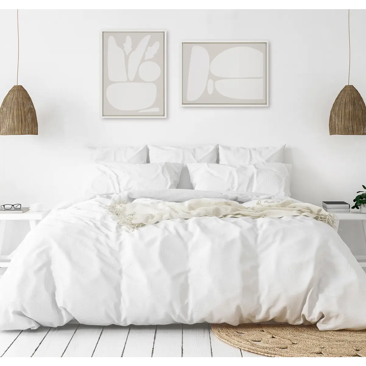 Framed Canvas Set of 2 - Zen Botanical Rock Neutral - kateandlaurel