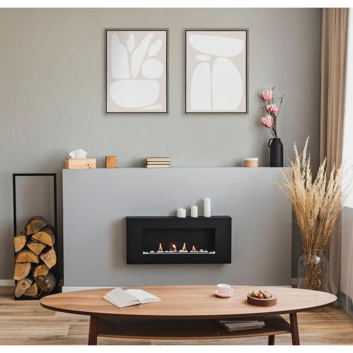 Framed Canvas Set of 2 - Zen Botanical Rock Neutral - kateandlaurel