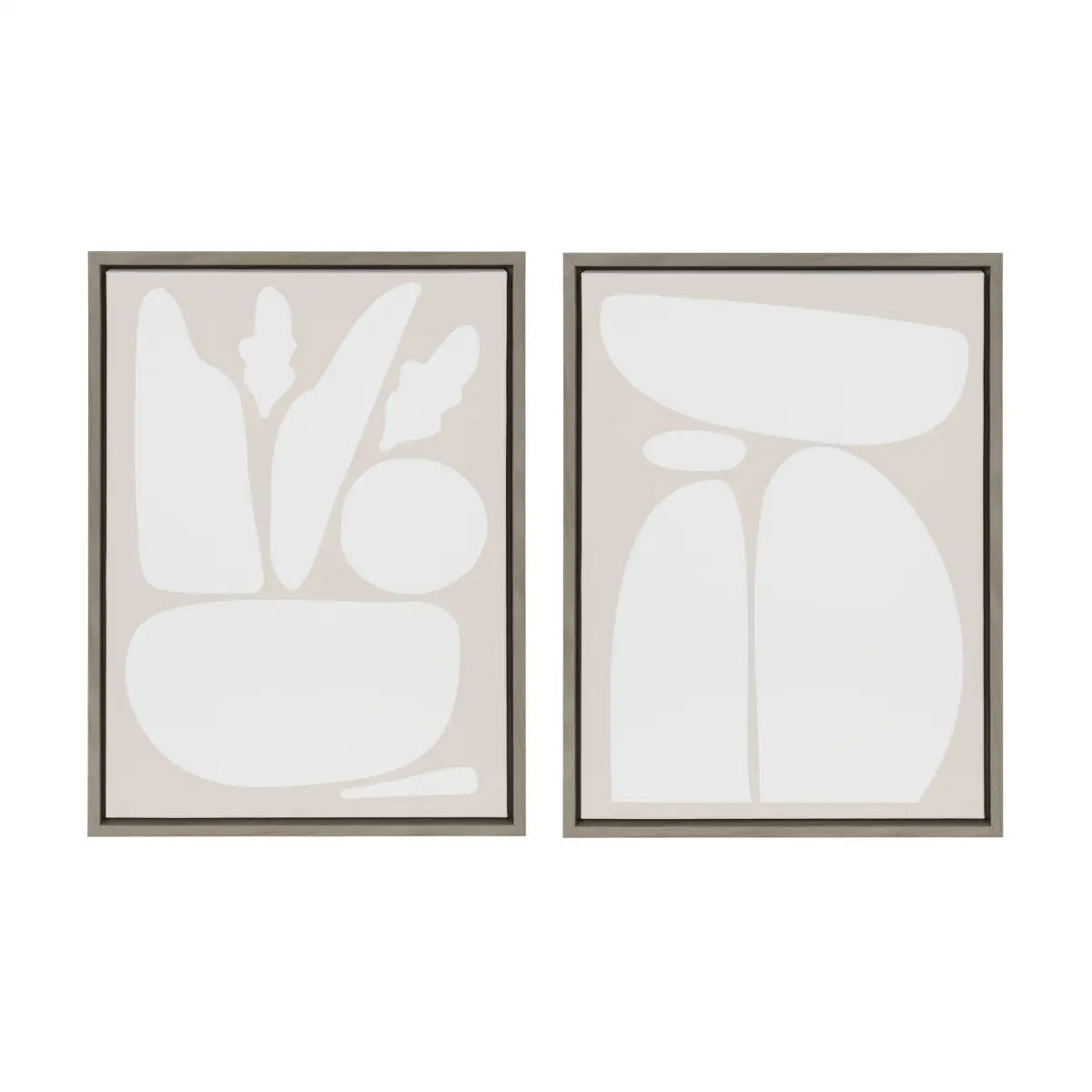Framed Canvas Set of 2 - Zen Botanical Rock Neutral - kateandlaurel