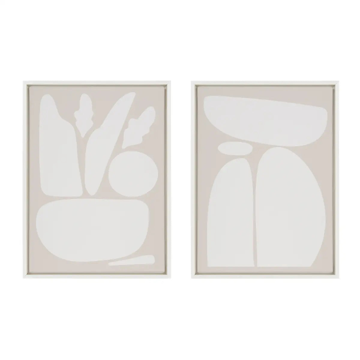 Framed Canvas Set of 2 - Zen Botanical Rock Neutral - kateandlaurel