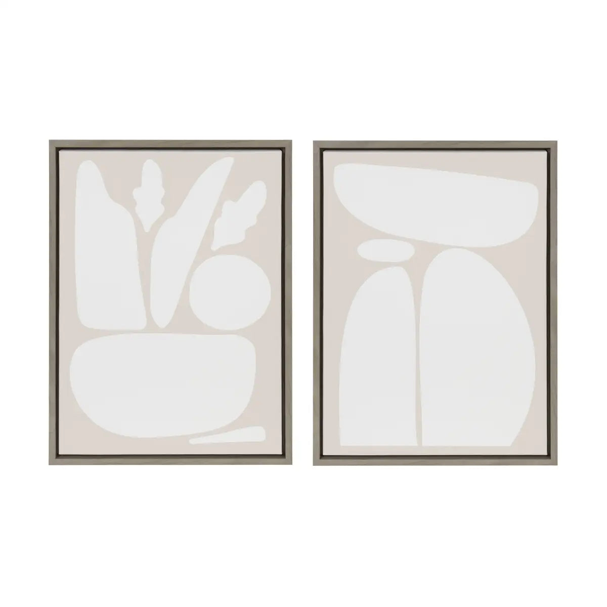 Framed Canvas Set of 2 - Zen Botanical Rock Neutral - kateandlaurel