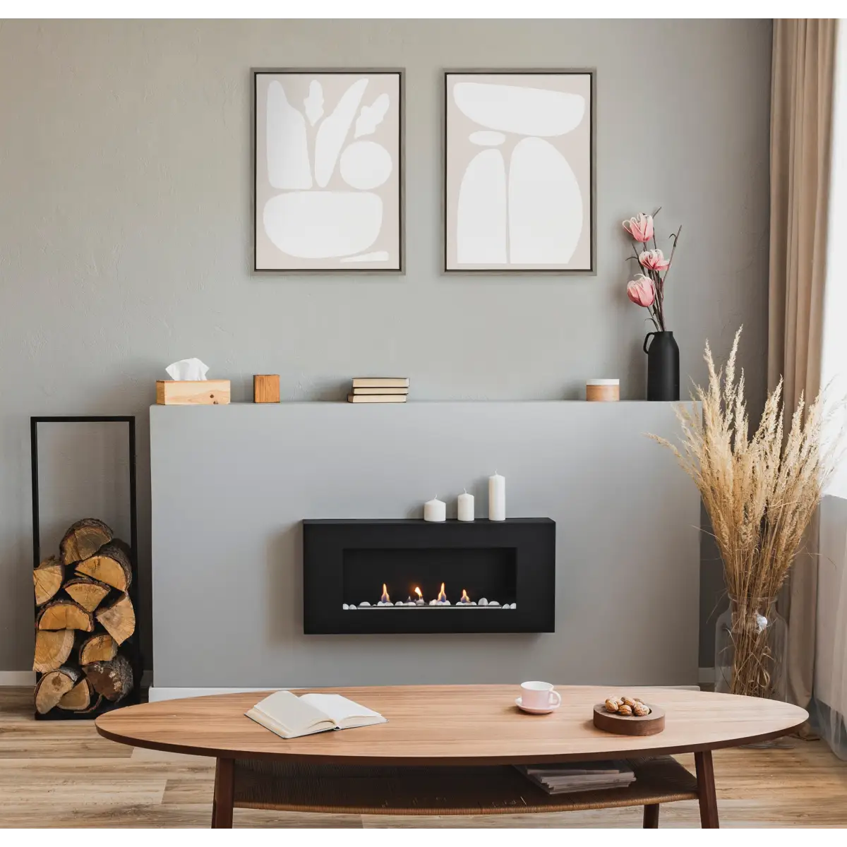 Framed Canvas Set of 2 - Zen Botanical Rock Neutral - kateandlaurel