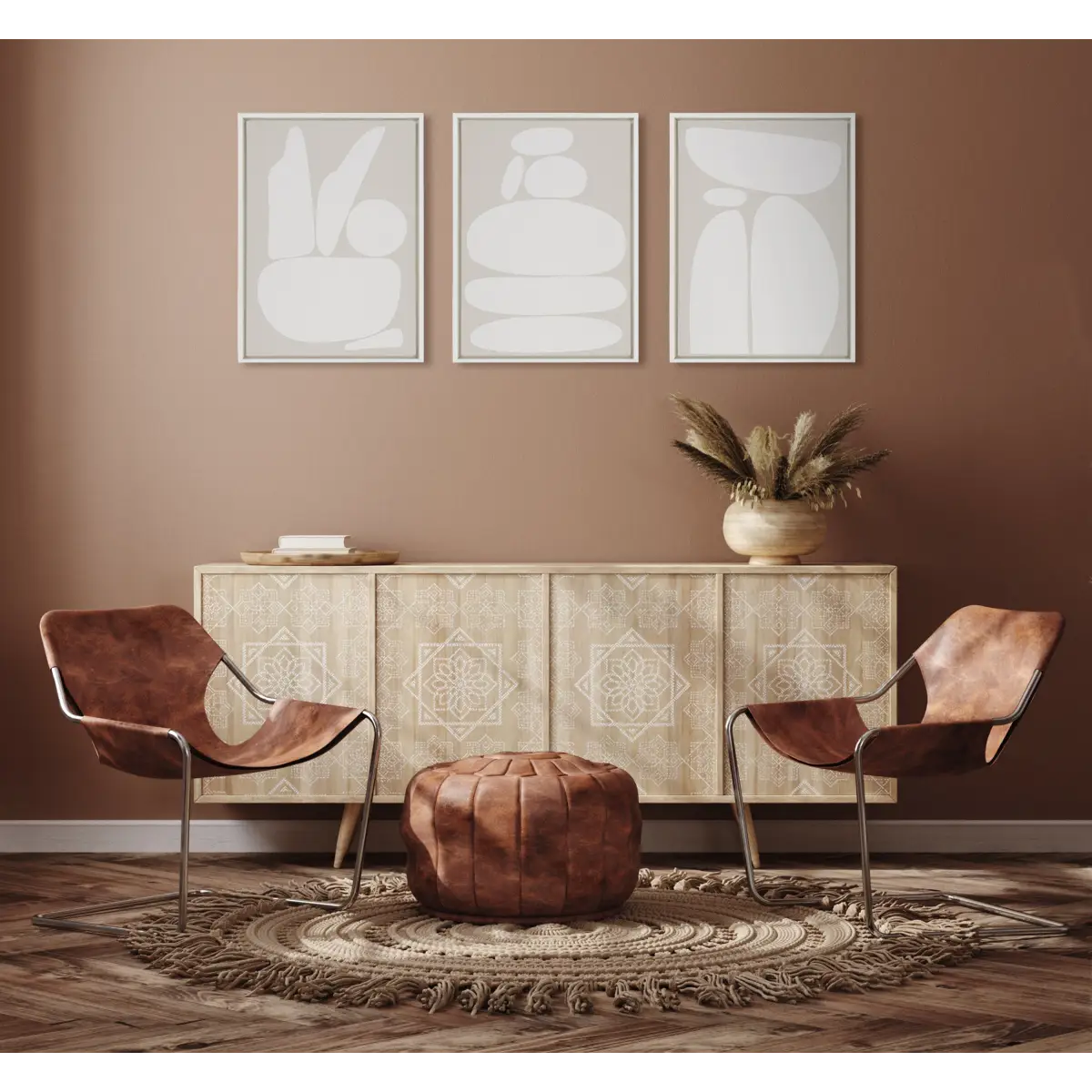 Framed Canvas Set - Zen Rock Garden Neutral - kateandlaurel