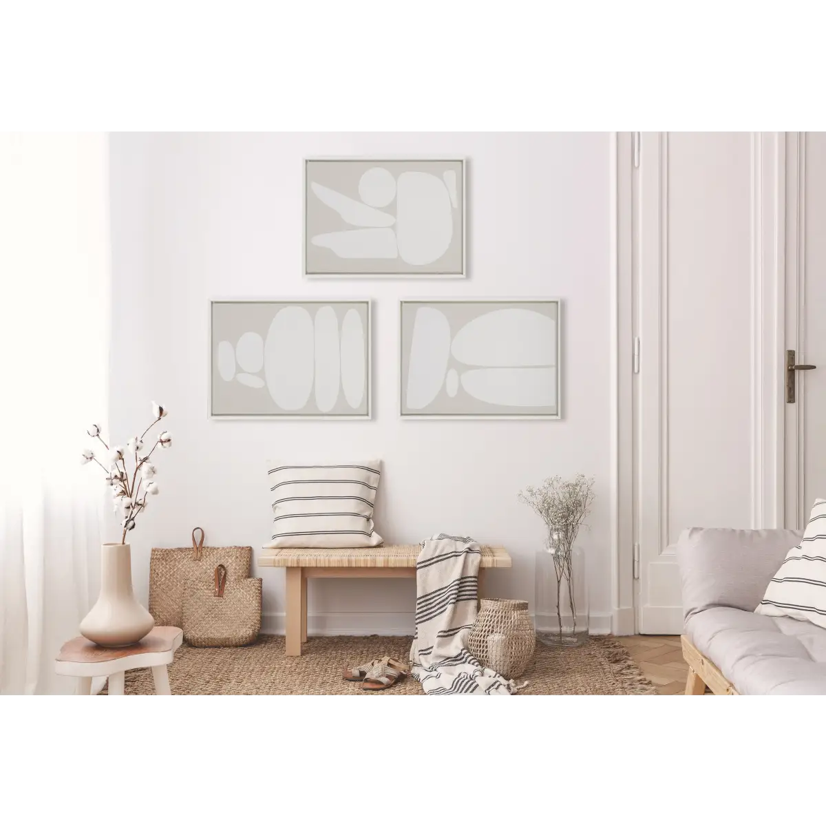 Framed Canvas Set - Zen Rock Garden Neutral - kateandlaurel