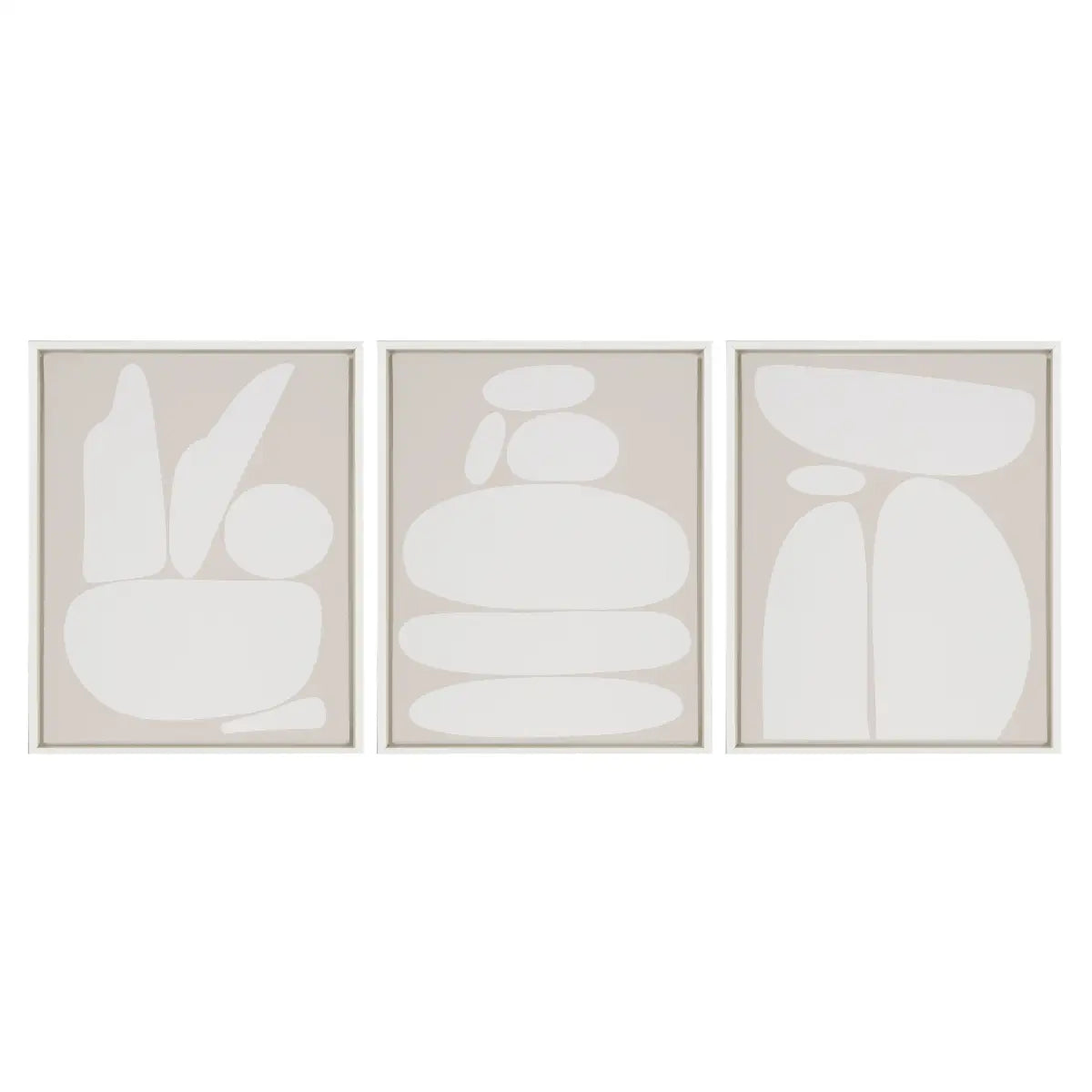 Framed Canvas Set - Zen Rock Garden Neutral - kateandlaurel