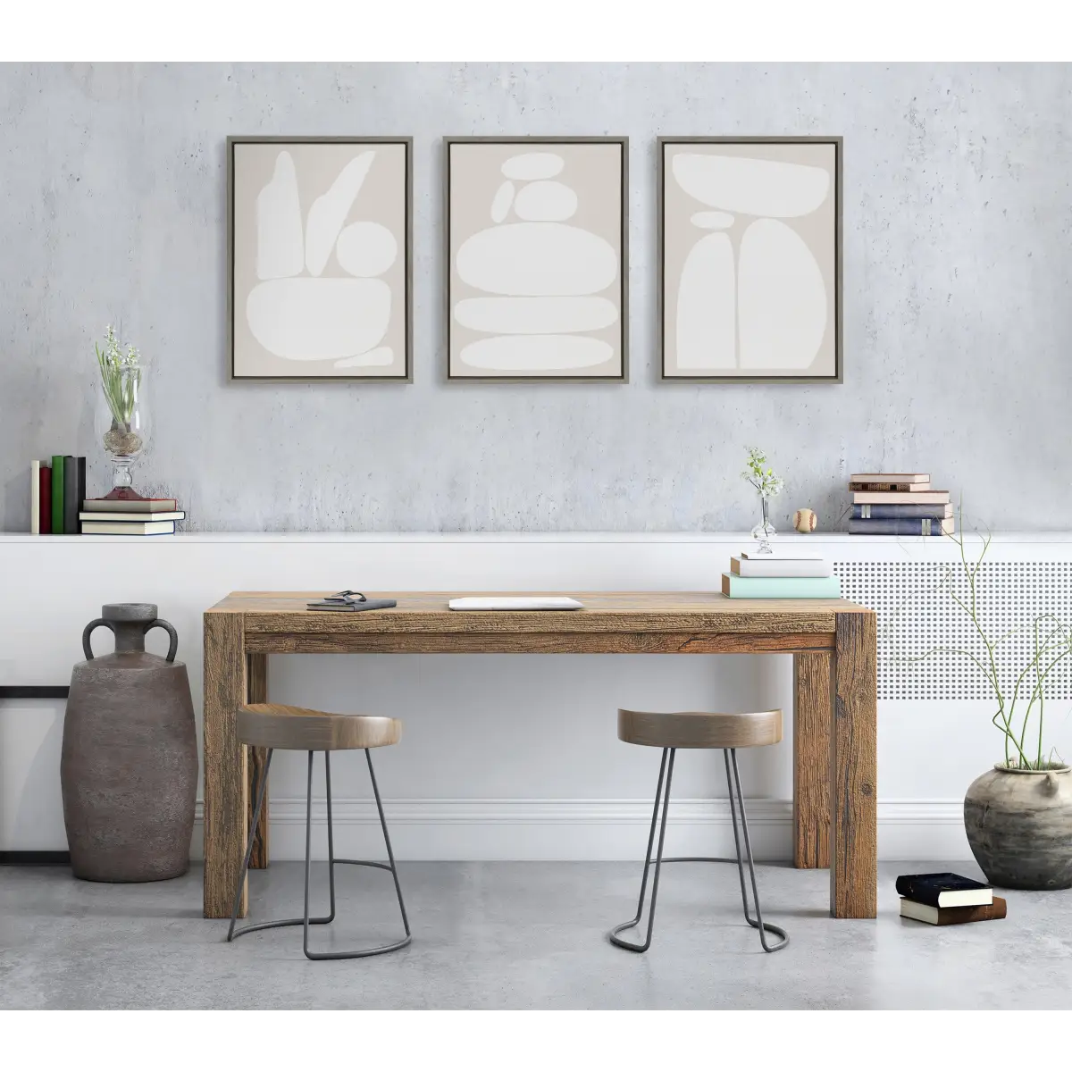 Framed Canvas Set - Zen Rock Garden Neutral - kateandlaurel