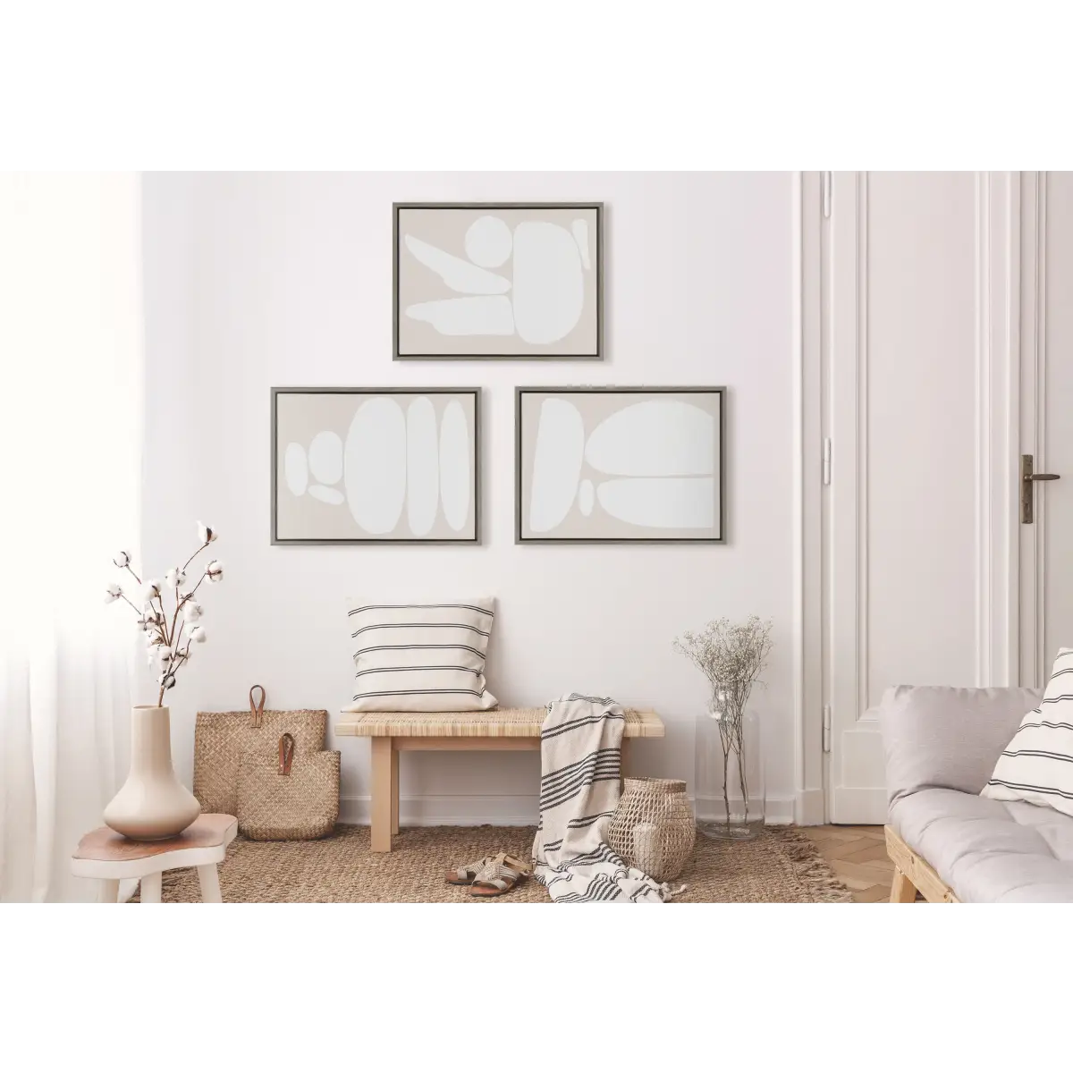 Framed Canvas Set - Zen Rock Garden Neutral - kateandlaurel