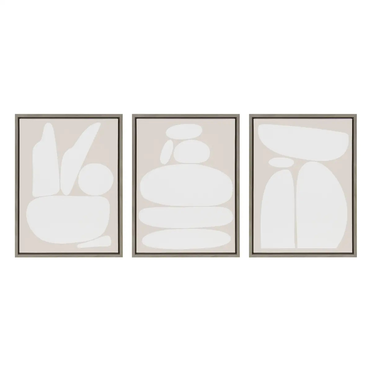 Framed Canvas Set - Zen Rock Garden Neutral - kateandlaurel