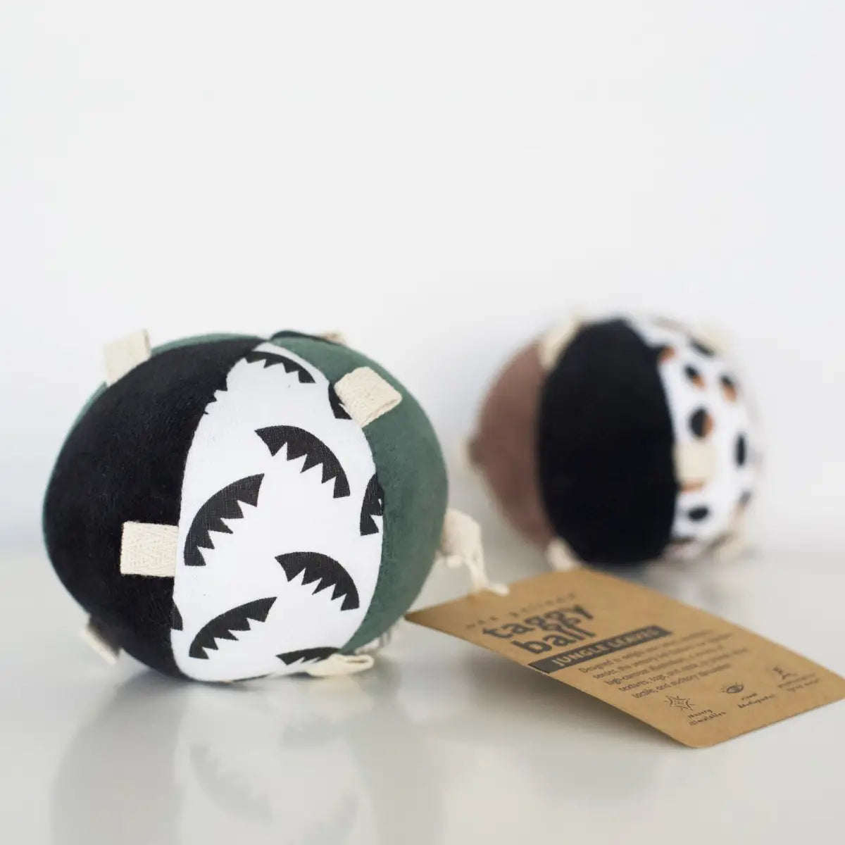 Taggy Ball with Rattle - Jungle Leaves - Wee Gallery