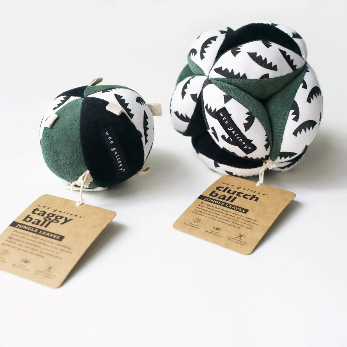 Taggy Ball with Rattle - Jungle Leaves - Wee Gallery
