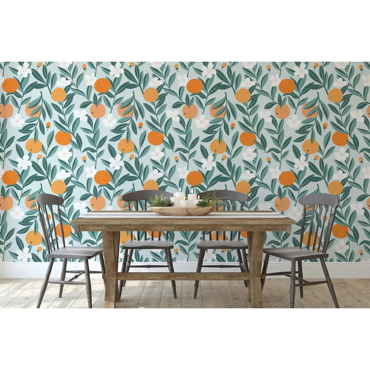 Talia Wallpaper - Bright Orange Grove - by Sara Mari - Loomwell Home Goods
