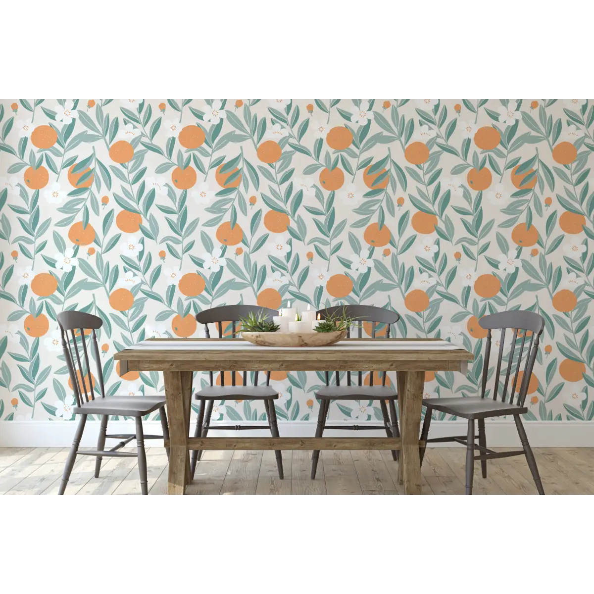 Talia Wallpaper - Bright Orange Grove - by Sara Mari - Loomwell Home Goods