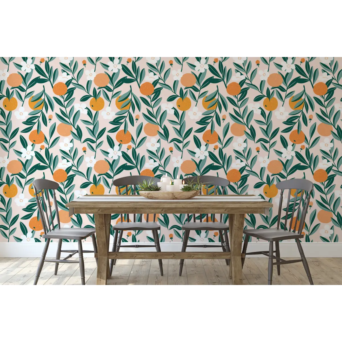 Talia Wallpaper - Bright Orange Grove - by Sara Mari - Loomwell Home Goods