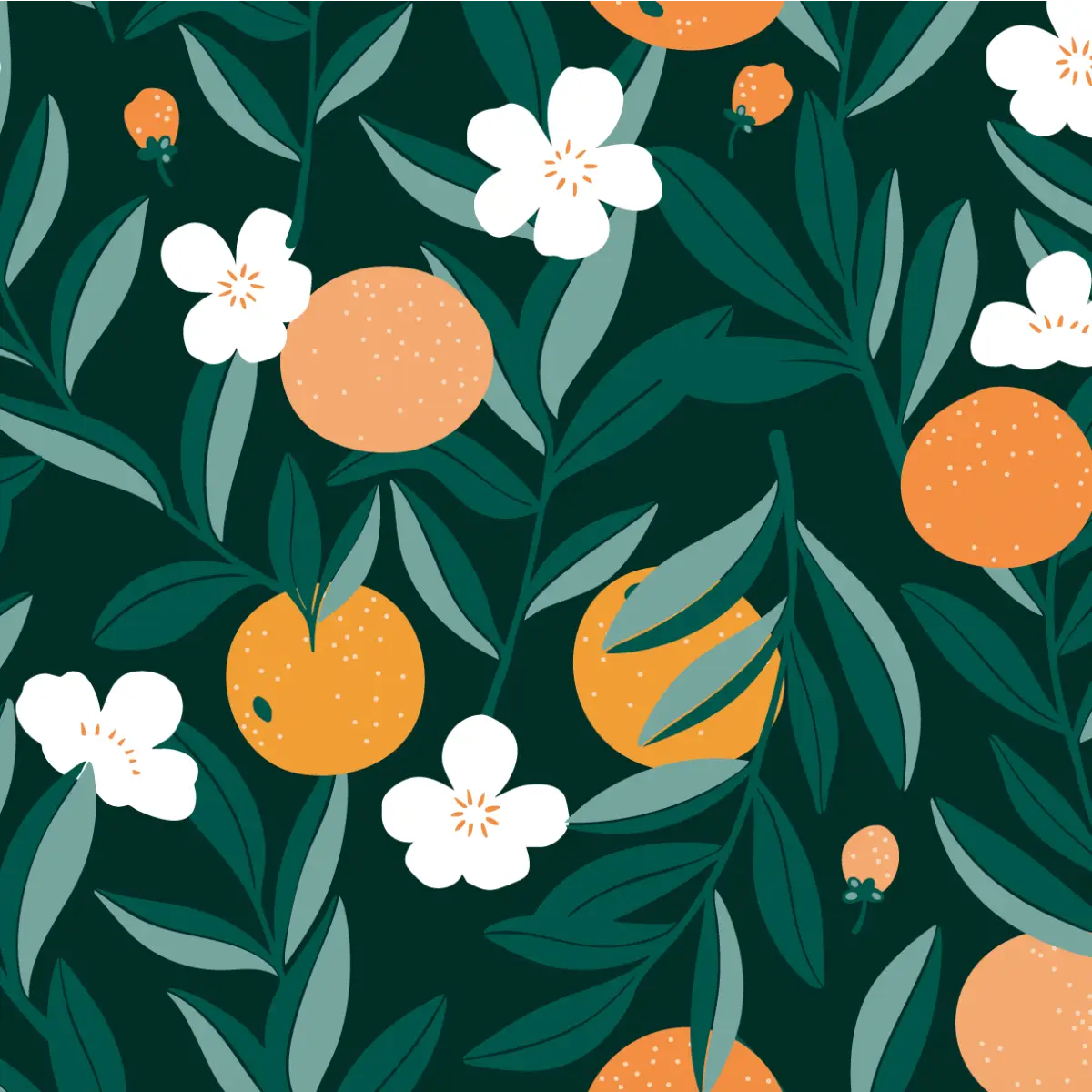 Talia Wallpaper - Bright Orange Grove - by Sara Mari - Sample 1 foot by 1 foot / Black - Loomwell Home Goods