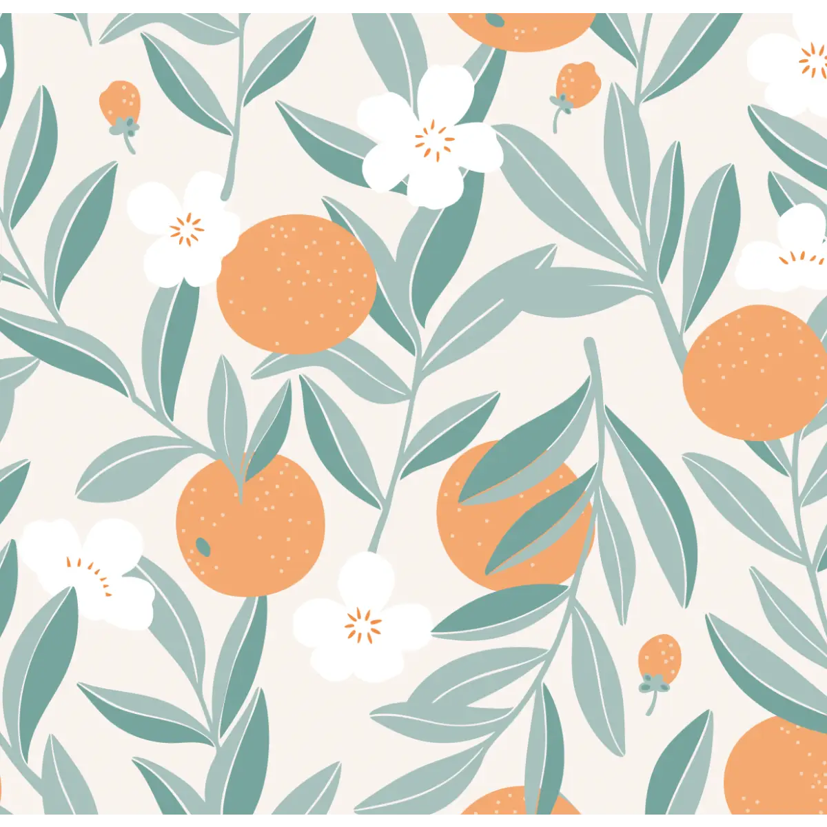 Talia Wallpaper - Bright Orange Grove - by Sara Mari - Sample 1 foot by 1 foot / Cream - Loomwell Home Goods