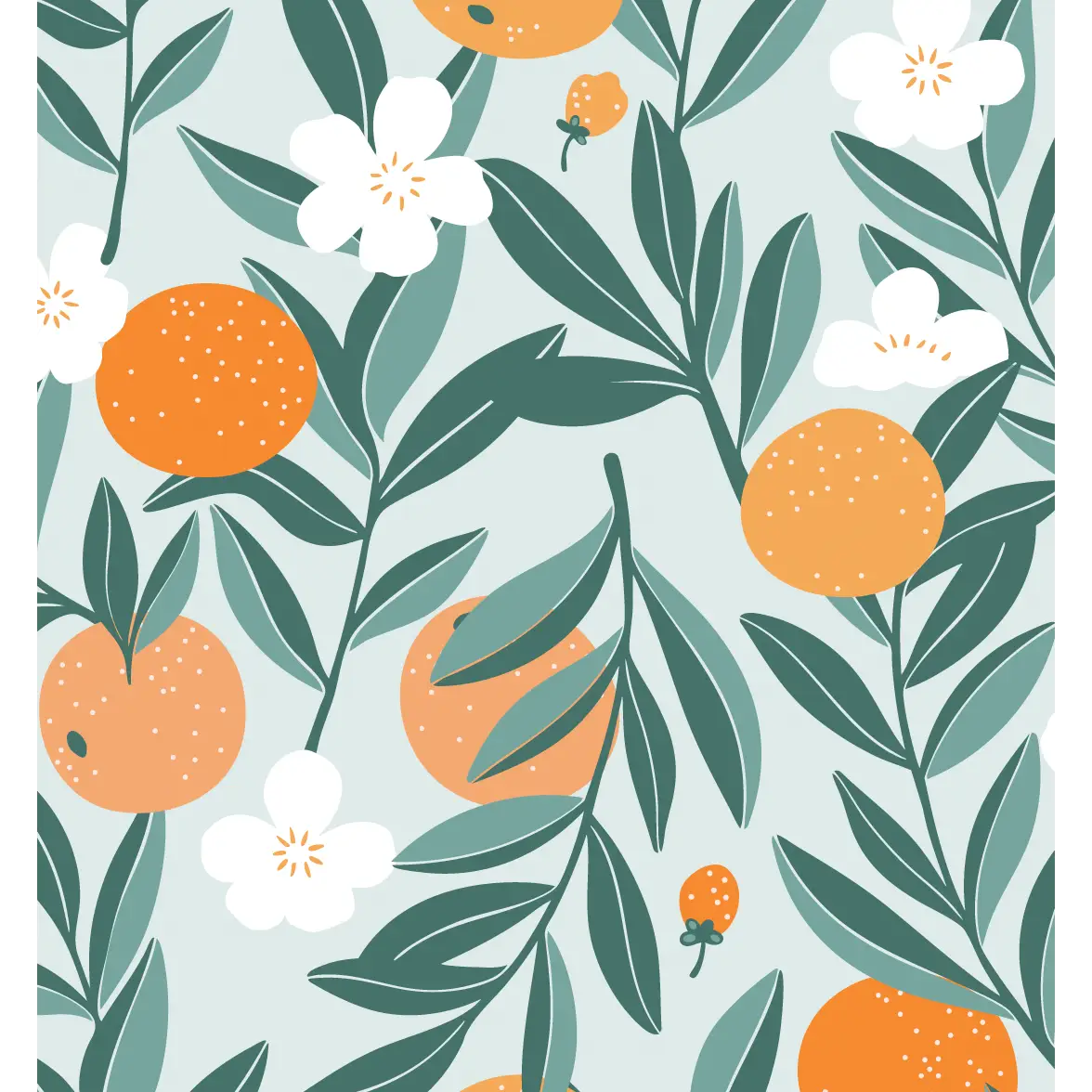 Talia Wallpaper - Bright Orange Grove - by Sara Mari - Sample 1 foot by 1 foot / Green - Loomwell Home Goods