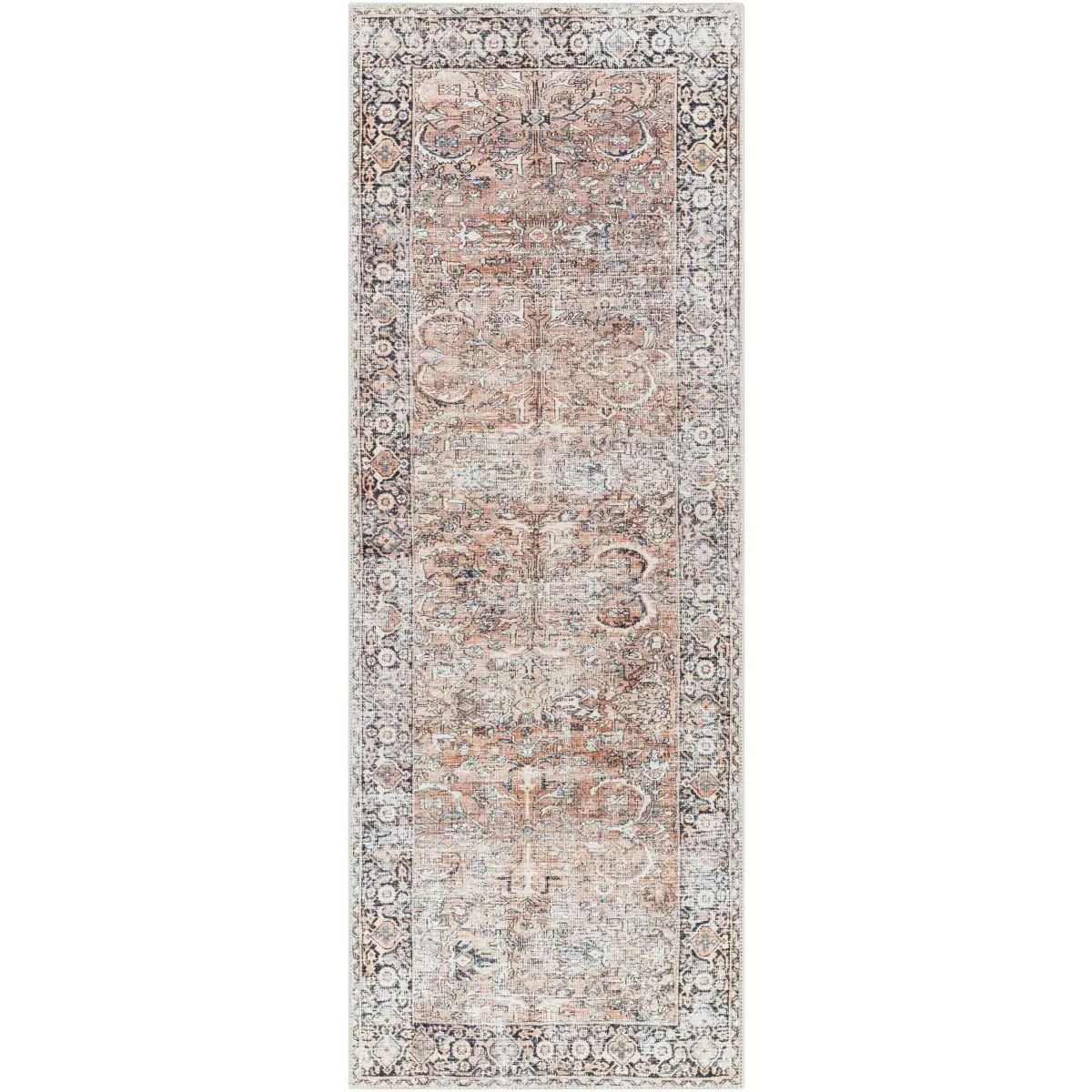 Tan Jill Vintage Washable Area Rug - * 2’7’’ x 7’3’’ Runner - Boutique Rugs
