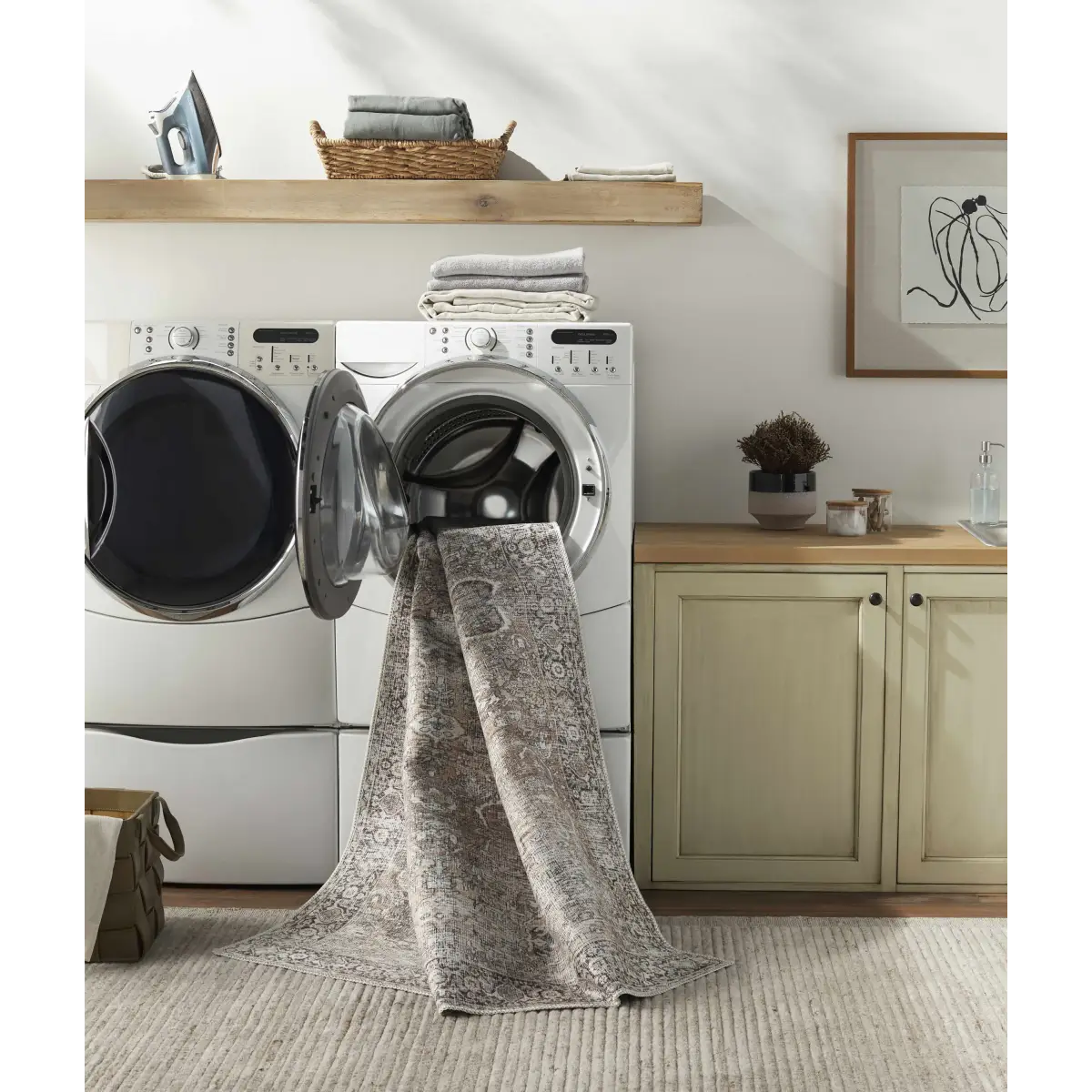 Tan Jill Vintage Washable Area Rug - Boutique Rugs