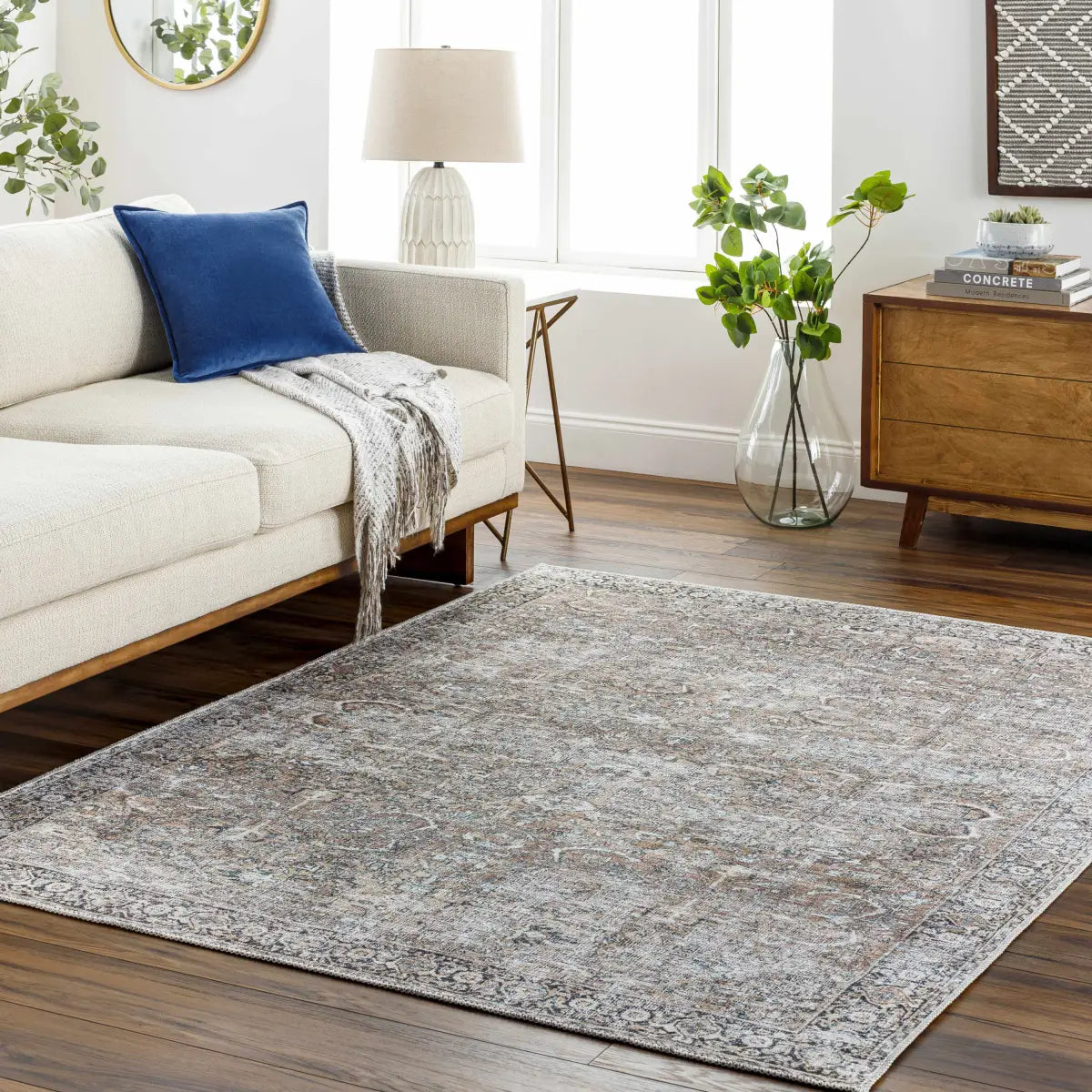Tan Jill Vintage Washable Area Rug - Boutique Rugs
