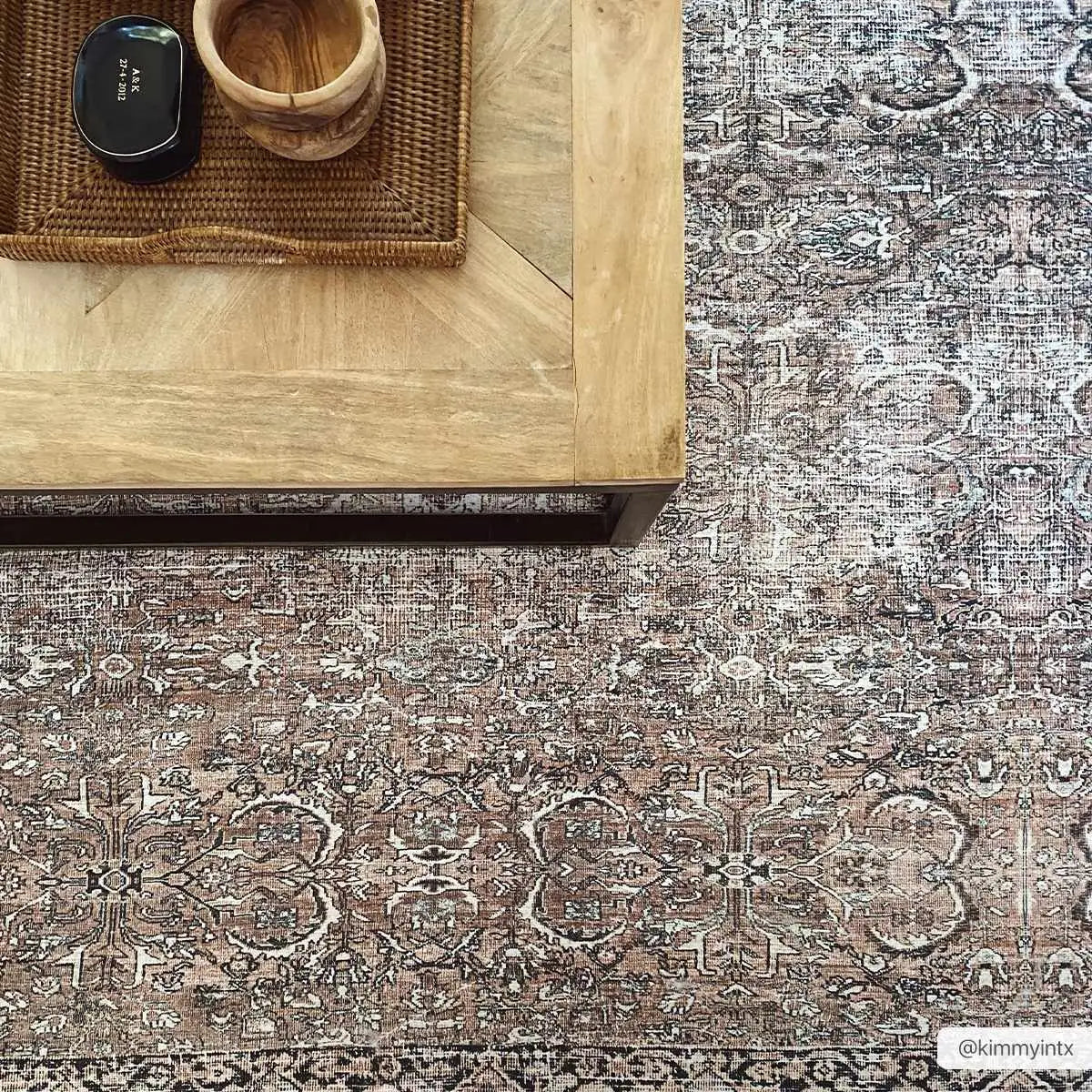Tan Jill Vintage Washable Area Rug - Boutique Rugs