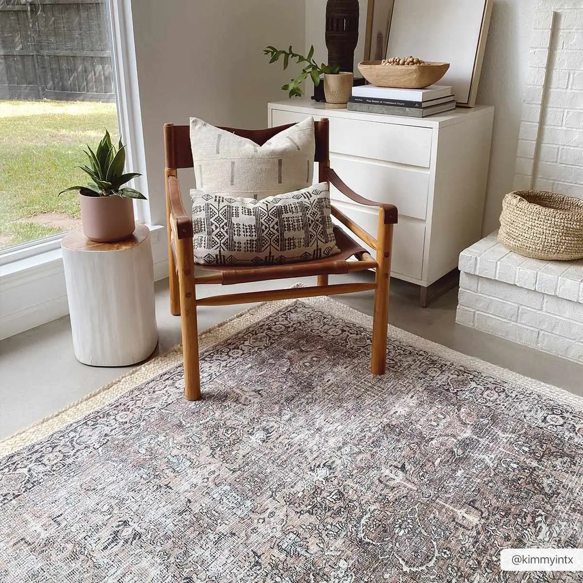 Tan Jill Vintage Washable Area Rug - Boutique Rugs
